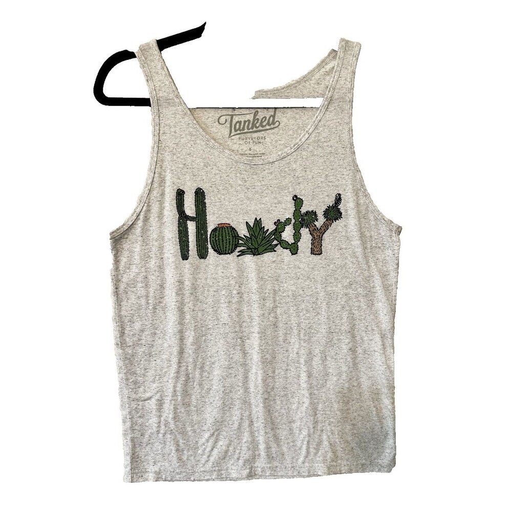 Tanked Apparel Womens Tank Top Howdy Austin Gray Muscle Tee Size Small